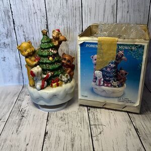 Vintage Musical Forest Friends Rotating Figurine For Christmas Around The World